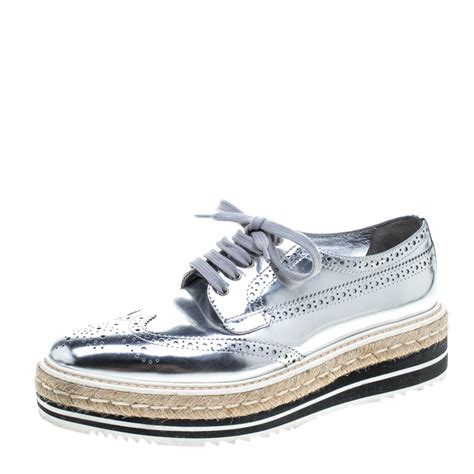 silver prada wingtip men|prada shoes size 7 7.5.